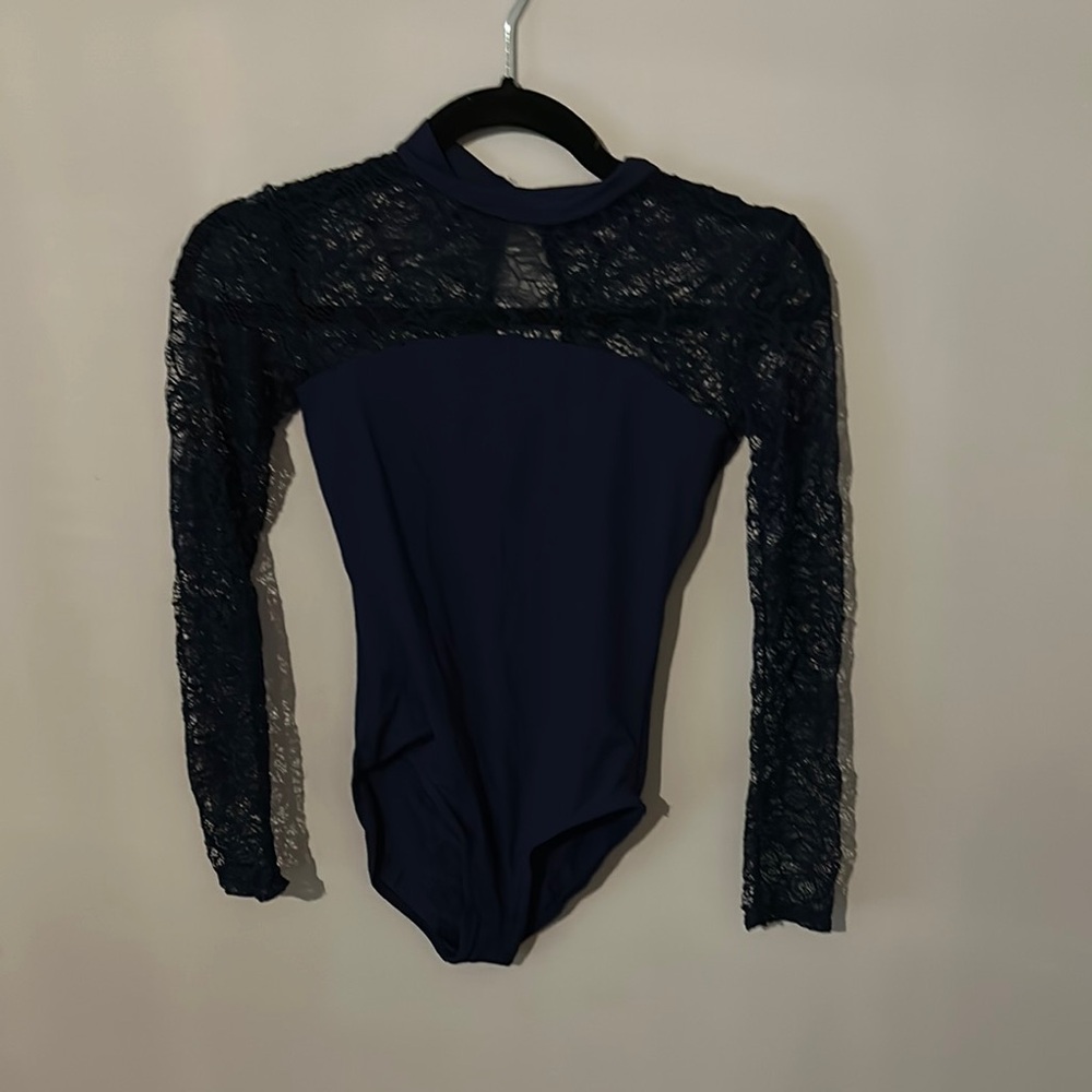 Navy Blue Lace Leotard from Dance Elite